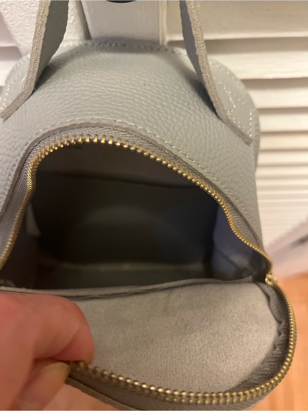 Minimal Leather Mini Backpack - Gray - Picture 3 of 3